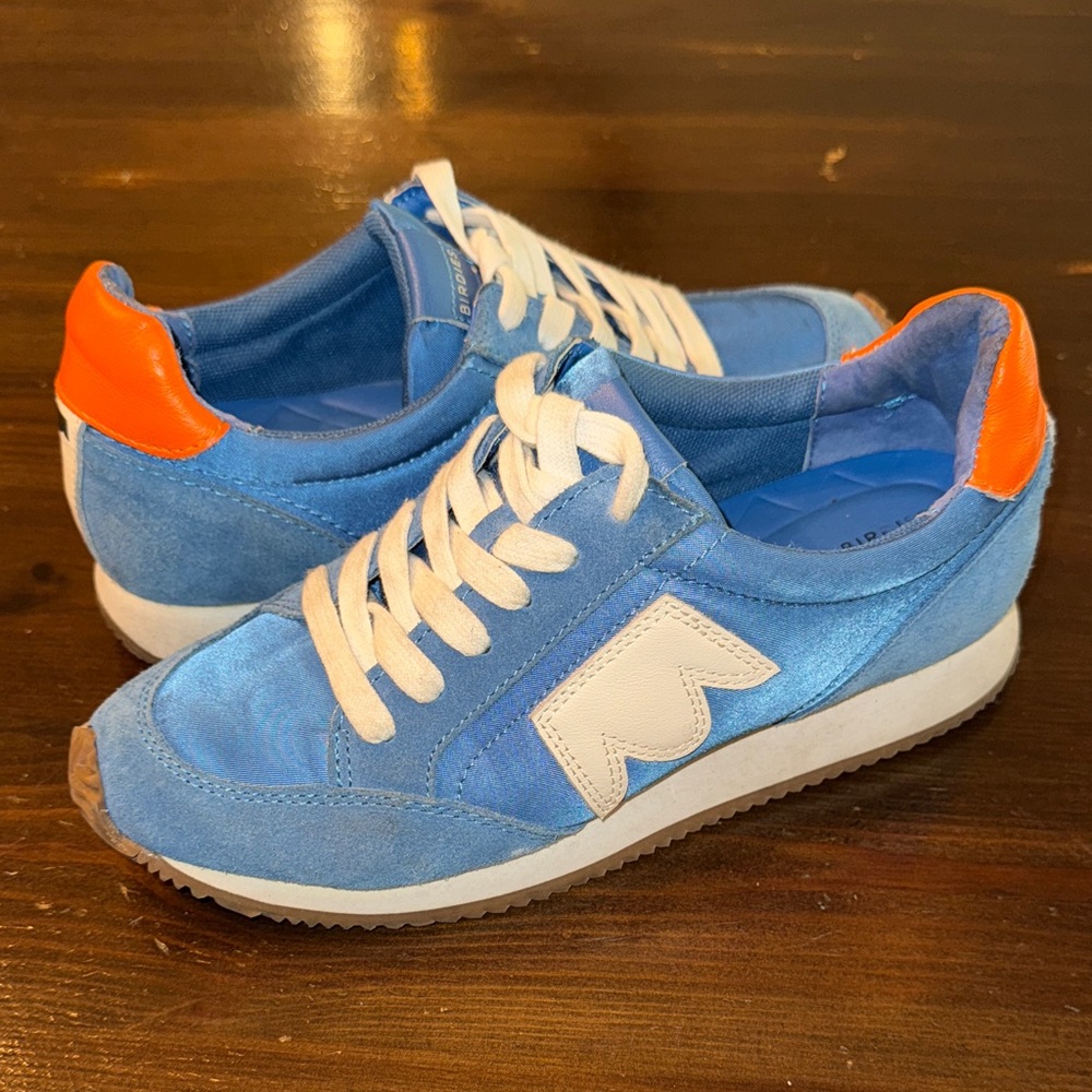 Birdies Roadrunner 5.5 Blue and Orange Sneakers with White Accents EUC